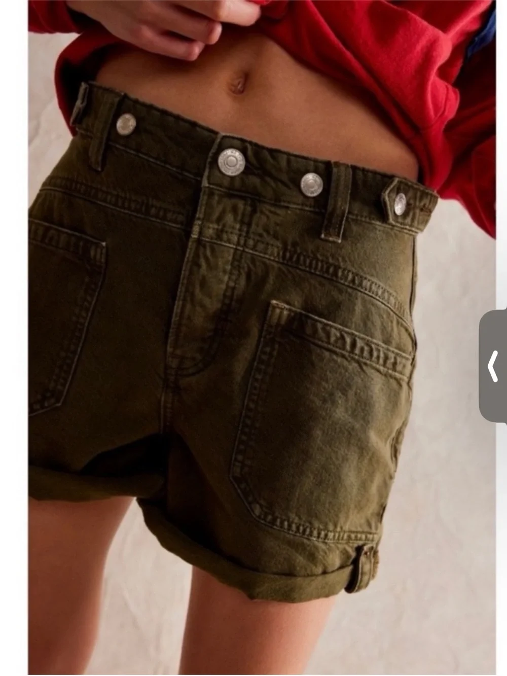 NWT Free People Palmer Cuffed Jean Shorts Green 25